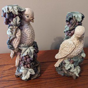 Set of 2 Doves & Grapes Sturdy Resin Candlestick Holders Innovation Giftware